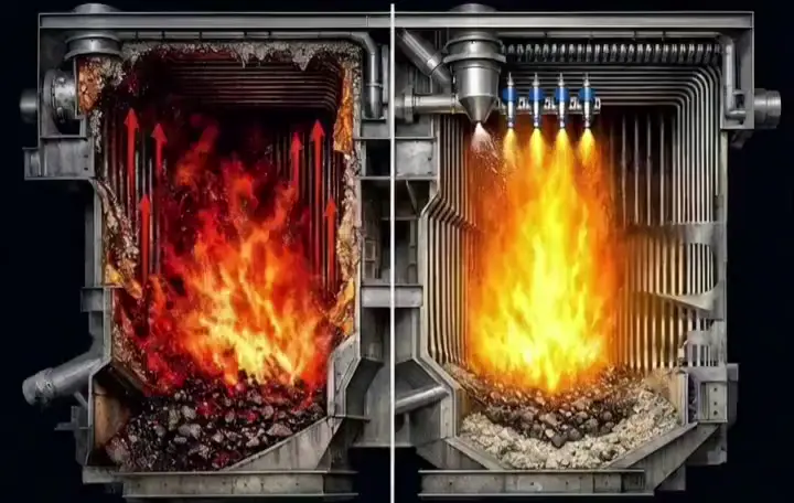 SOH SYSTEM жоқ және SOH SYSTEM бар қазандық жұмысының салыстырмасы